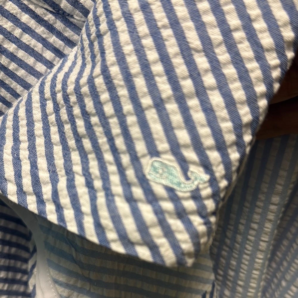 Vineyard Vines 14 Seersucker Kentucky Derby Girls A Line Summer Cool Shift Dress - Picture 5 of 6